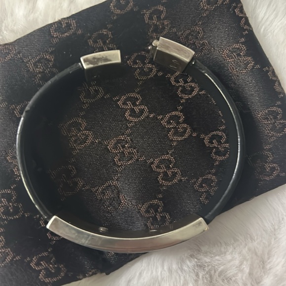 Gucci 925 silver and black leather bracelet with box and dust bag - Picture 11 of 16